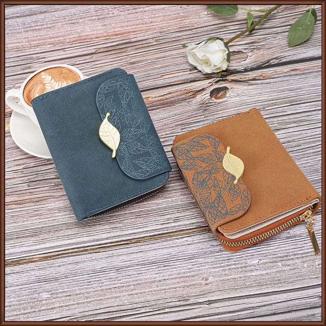 Ví Da Pu Dáng Ngắn Có Khóa Kéo In Họa Tiết Thời Trang Cho Nữ