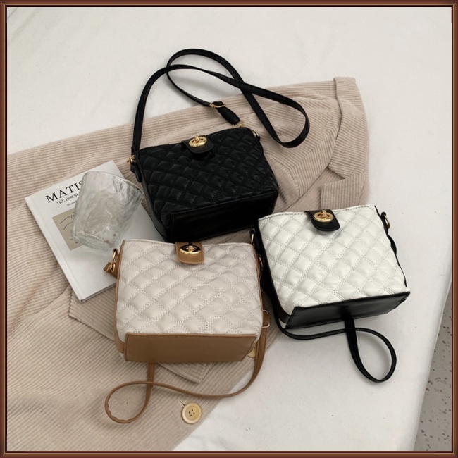 Túi Da Pu Đeo Chéo Mini Họa Tiết Kim Cương Đơn Giản Thời Trang Cho Nữ