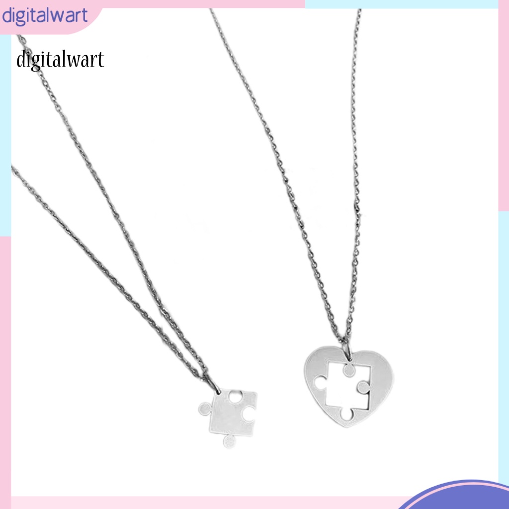Kỹ Thuật Số| 1 Cặp Dây Chuyền Mạ Điện Hình Mảnh Ghép Trái Tim Phong Cách Punk Thích Hợp Làm Quà Tặng Cho Cặp Đôi
