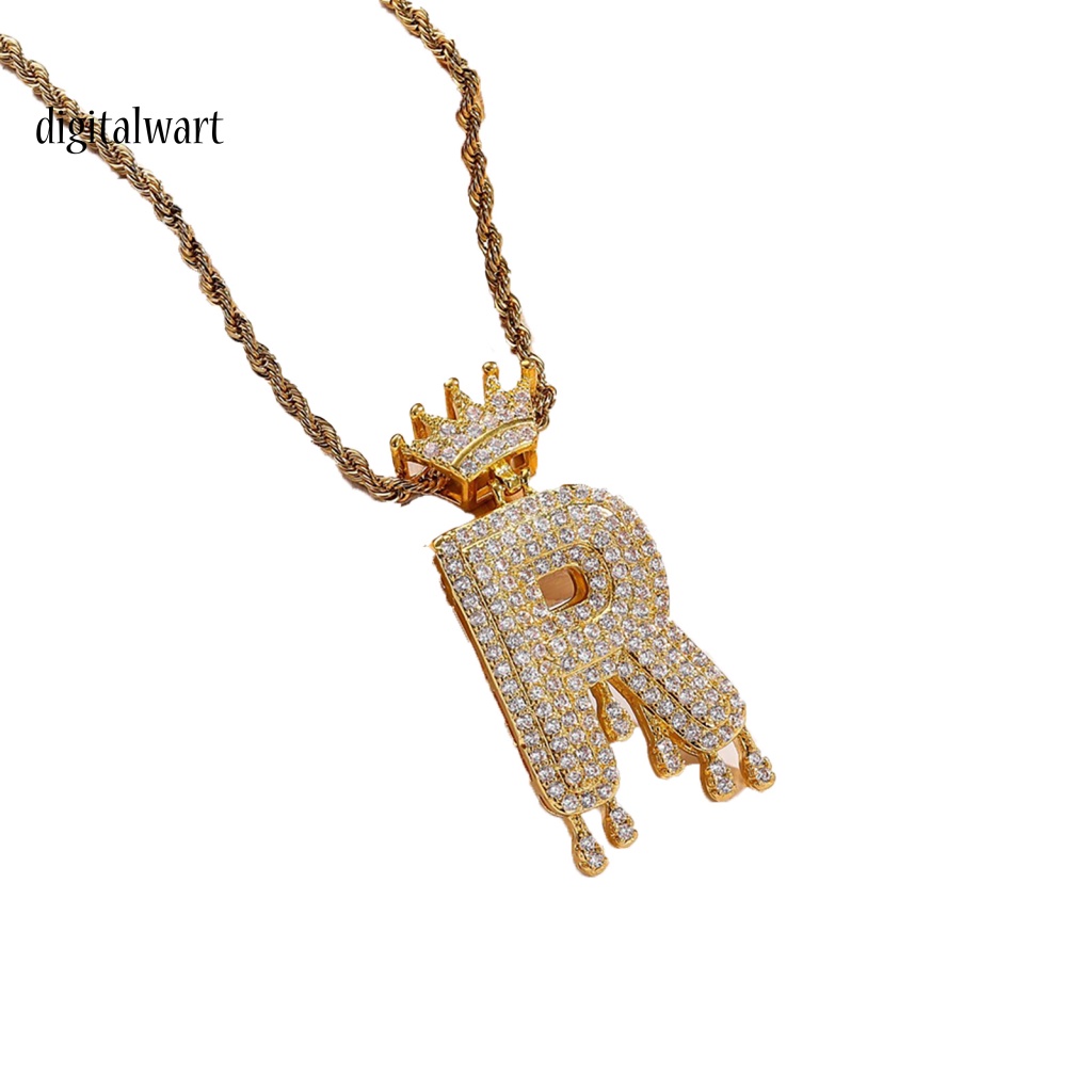 Kỹ Thuật Số| Vòng cổ Mạ Vàng 26 Chữ Cái Đính Đá Zircon Phong Cách Hip Hop