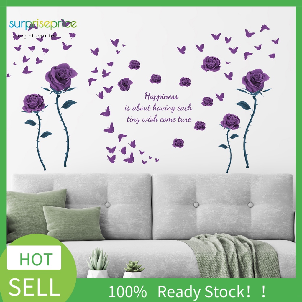 Set 4 Tấm Sticker PVC Dán Tường Họa Tiết Hoa Thanh Lịch Có Thể Tháo Gỡ Trang Trí Nhà Cửa