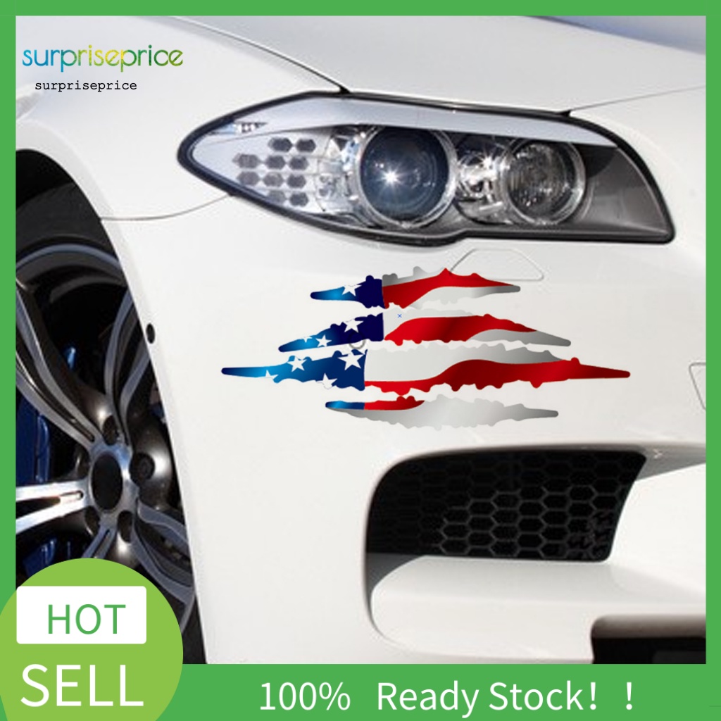 Bộ 2 Miếng Dán Trang Trí Xe Hơi Hình Lá Cờ Mỹ Chống Mài Mòn