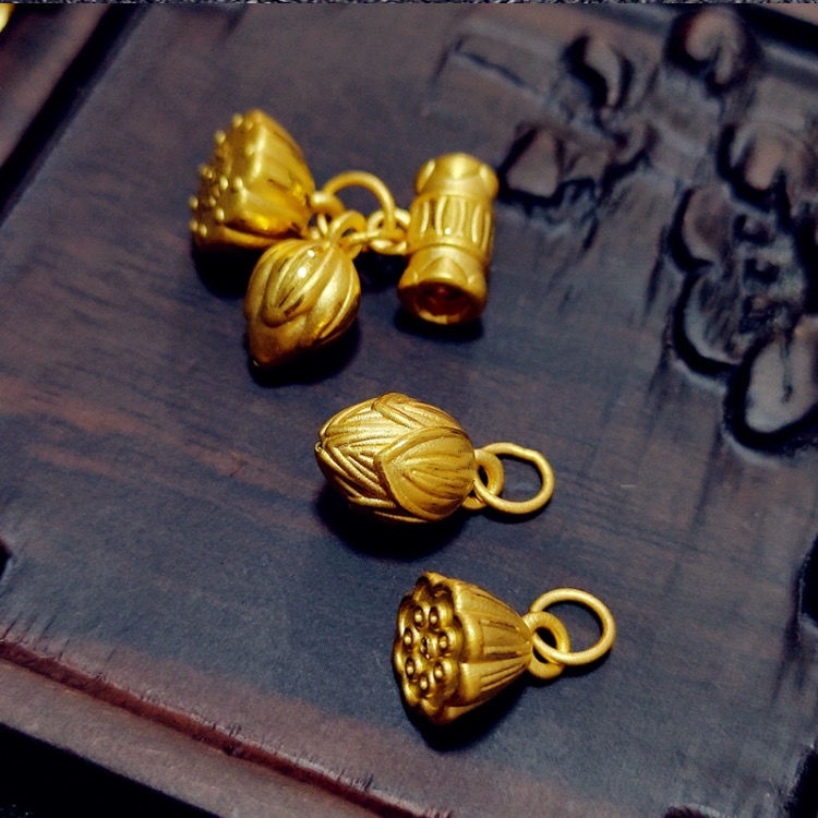 Bộ Phụ Kiện Mặt Dây Chuyền Đầy Đủ Lỗ Xuyên Qua Khuỷu Tay Phật Giáo Và Hoa Sen Vàng Cát pistachio Hai Thế Giới joy diy