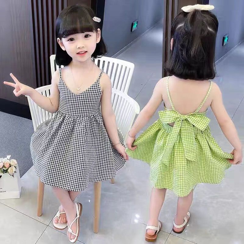 Đầm Công Chúa Hai Dây Bằng Cotton Trơn Họa Tiết Hoa Thời Trang Mùa Hè Hàn Quốc Dễ Phối Đồ Dành Cho Bé Gái