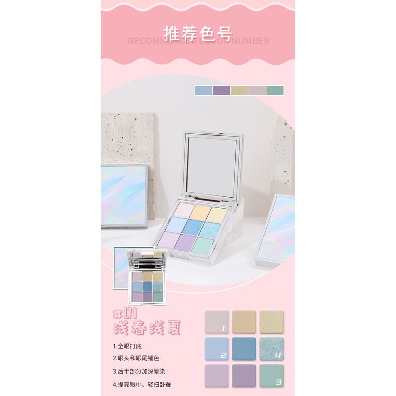 Bảng Phấn Mắt SHEDELLA Chín Màu Xanh Lá Đen Tím
