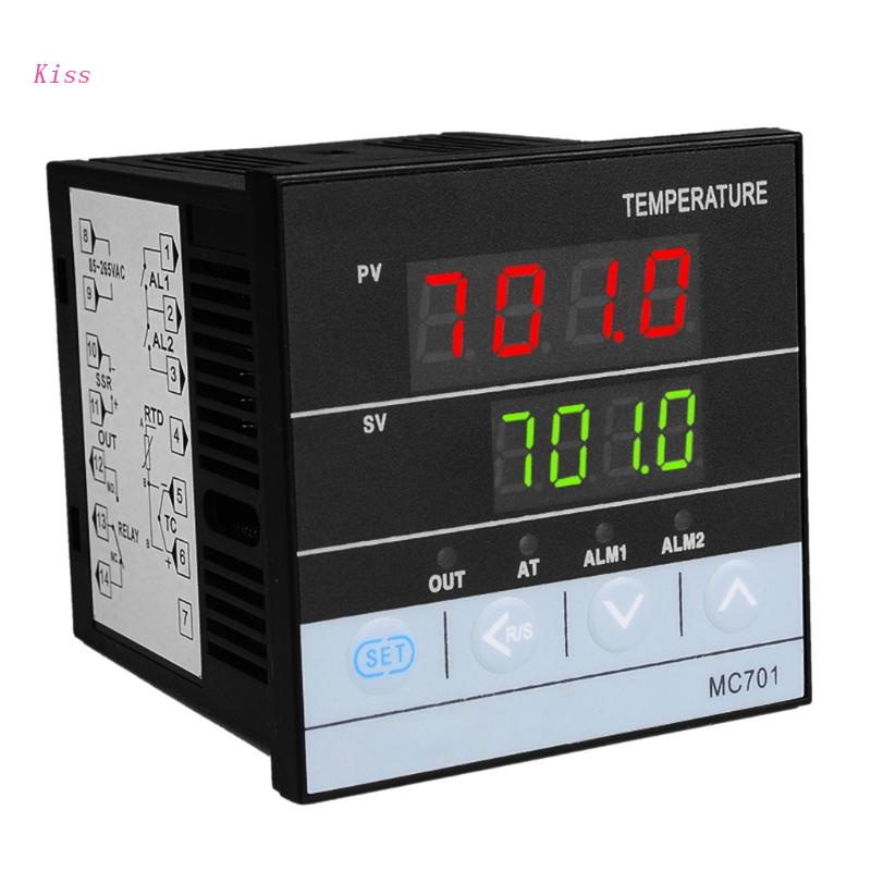 Bộ Rơ Le 2 Trong 1 kiss + Bộ Điều Khiển Nhiệt Độ Đầu Ra SSR PID °C/°F Đầu Vào Cho Máy Nhiệt Điện K E J Thermocouple Pt100 85-2