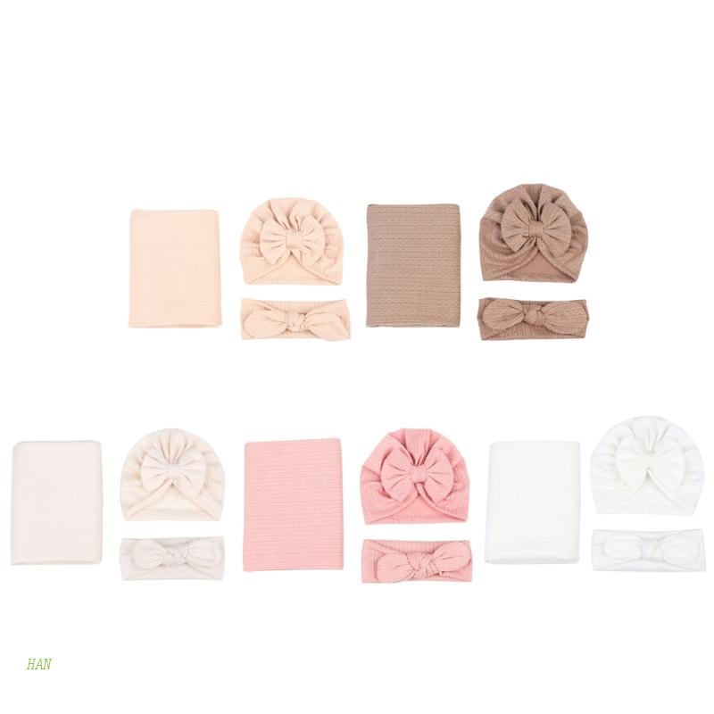 Chăn Quấn Thoáng Khí Đính Nơ 3 Trong 1 Cho Bé Sơ Sinh