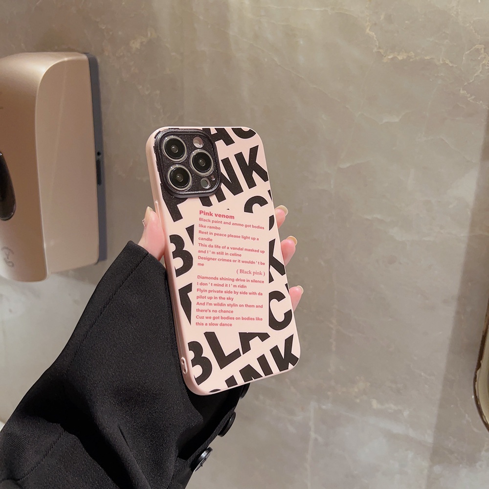 Ốp Điện Thoại Silicon Họa Tiết Chữ Cái Màu Hồng / Đen Đơn Giản AT0192 Cho Iphone 14 11 12 13 PRO MAX 14 11 12 13 PRO MAX