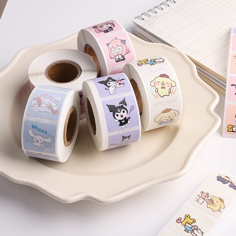 Cuộn 200 Miếng Dán Hình Sanrio Dễ Thương Dùng Làm Quà Tặng Cho Bé