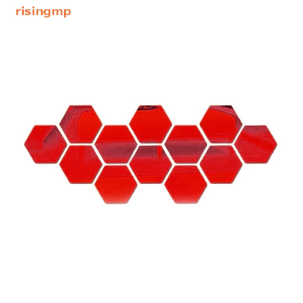 Set 12 Sticker Lục Giác Tráng Gương 3D Dán Tường Trang Trí Nội Thất DIY