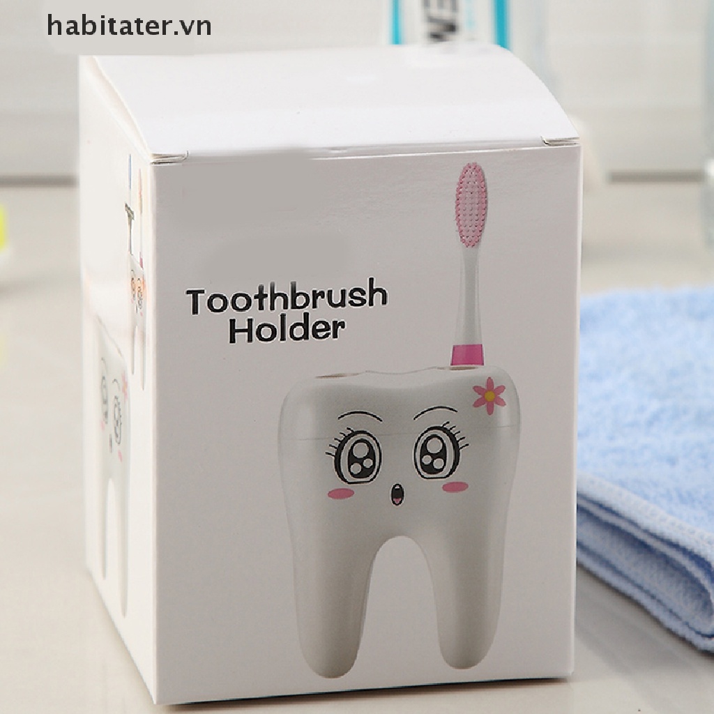 Giá Đỡ Bàn Chải Đánh Răng 4 Lỗ Hình Chiếc Răng Hoạt Hình Dành Cho Phòng Tắm