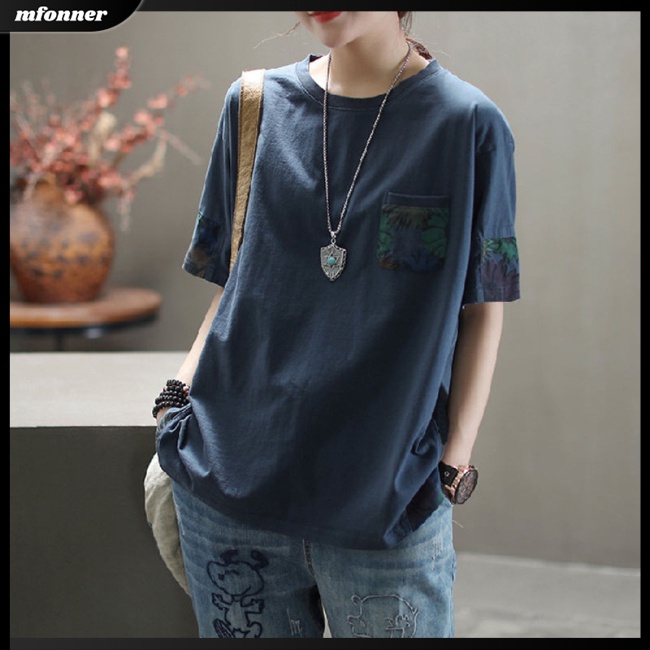 Áo Thun Tay Ngắn Cổ Tròn Dáng Rộng In Họa Tiết Thời Trang Cho Nữ