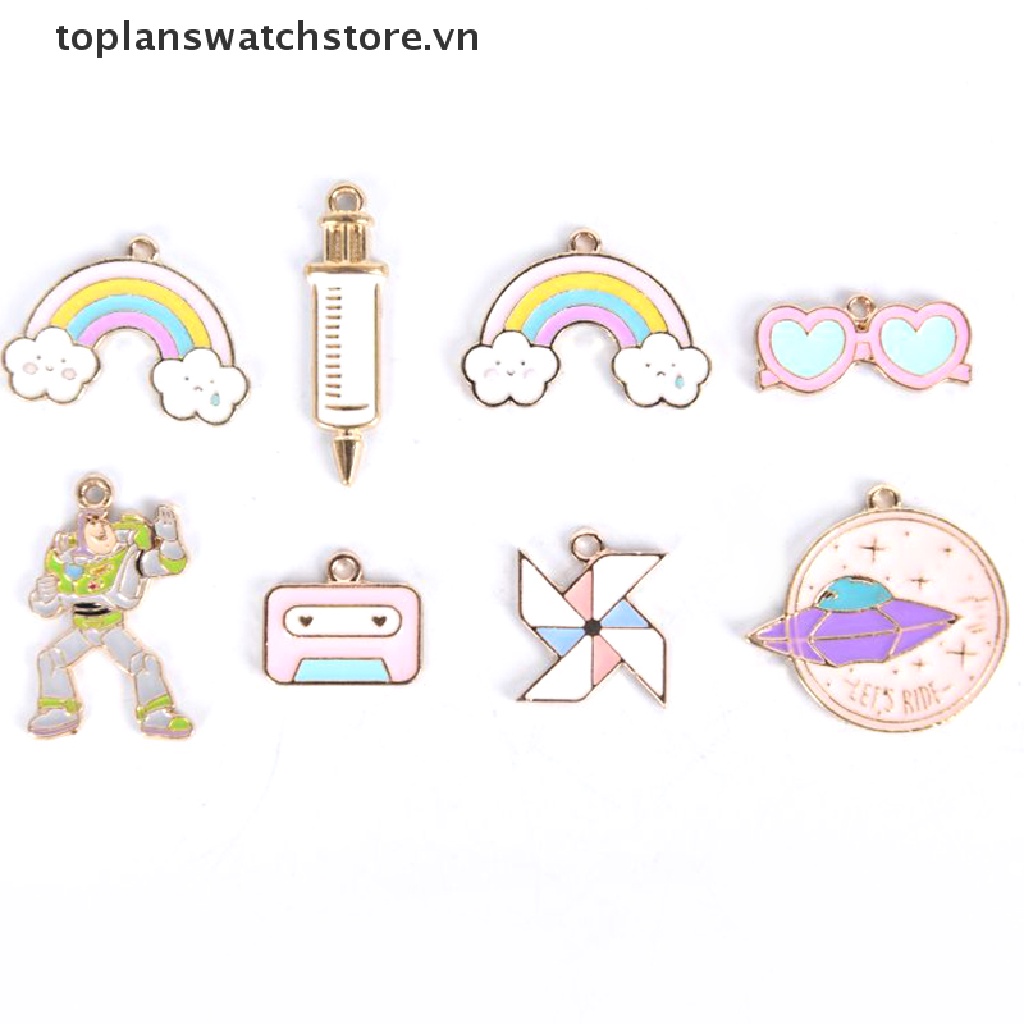 Set 10 Mặt Dây Chuyền Hình Cối Xay Gió Tráng Men DIY