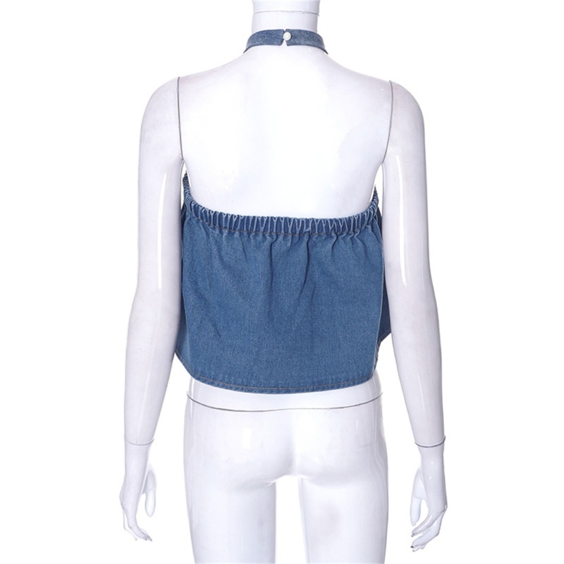 Áo Croptop Trễ Vai Chất Liệu Denim Mềm Mại Thời Trang Mùa Hè Quyến Rũ Cho Nữ