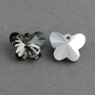 Bộ 10 mặt dây chuyền thủy tinh mạ bạc hình bướm 12x15x7mm: 1mm