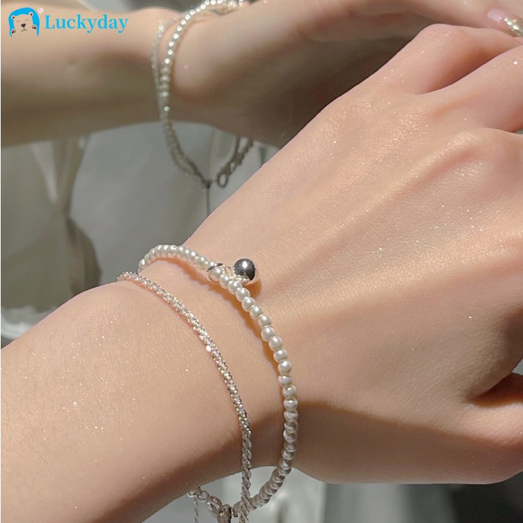 Vòng Tay Chuỗi Hạt Ngọc Trai Lấp Lánh Sang Trọng Cho Nữ