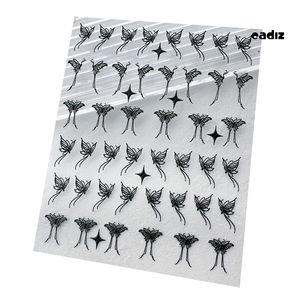 Miếng Dán Trang Trí Móng Tay Hình Bướm Trắng Đen Mini Chống Rơi DIY