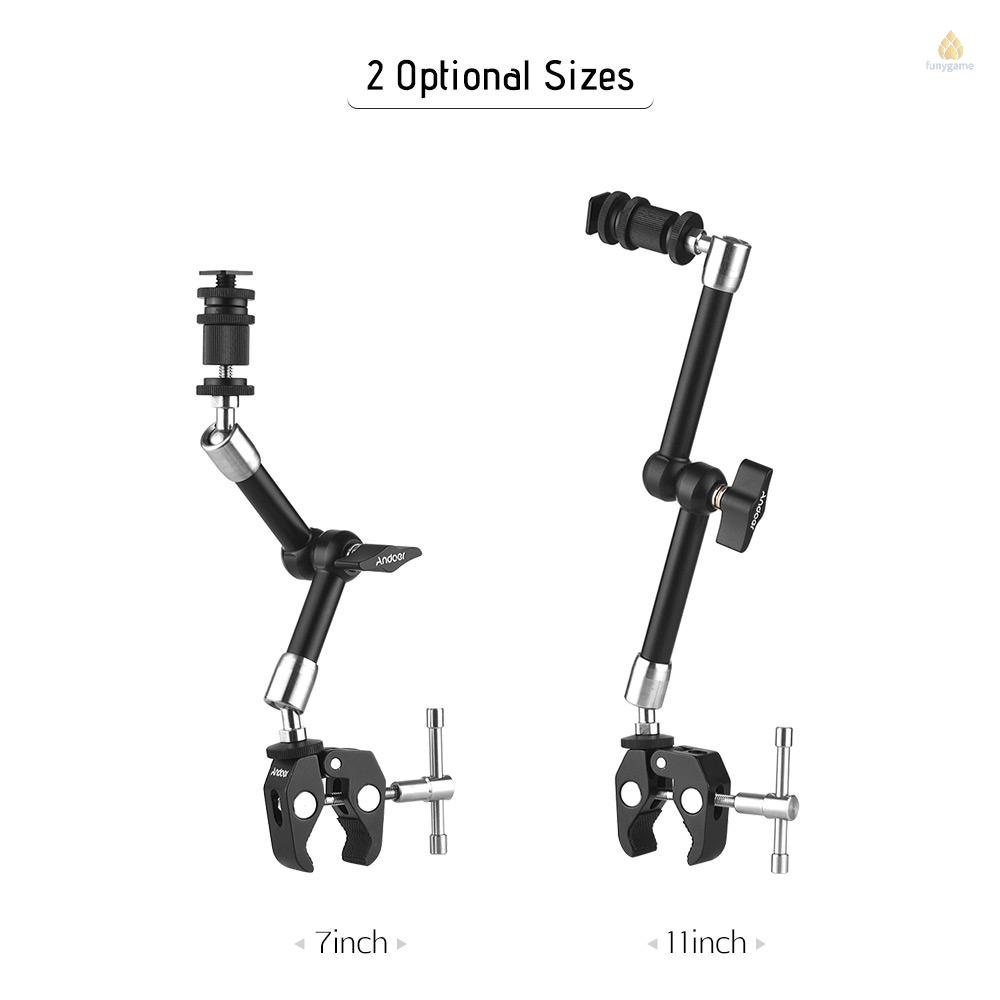 Cánh Tay Ma Sát Andoer 11 "Bằng Thép Không Gỉ Cách Điện Với Kẹp Có Thể Điều Chỉnh Cho Máy Ảnh DSLR / Màn Hình / Đèn LED / Micro