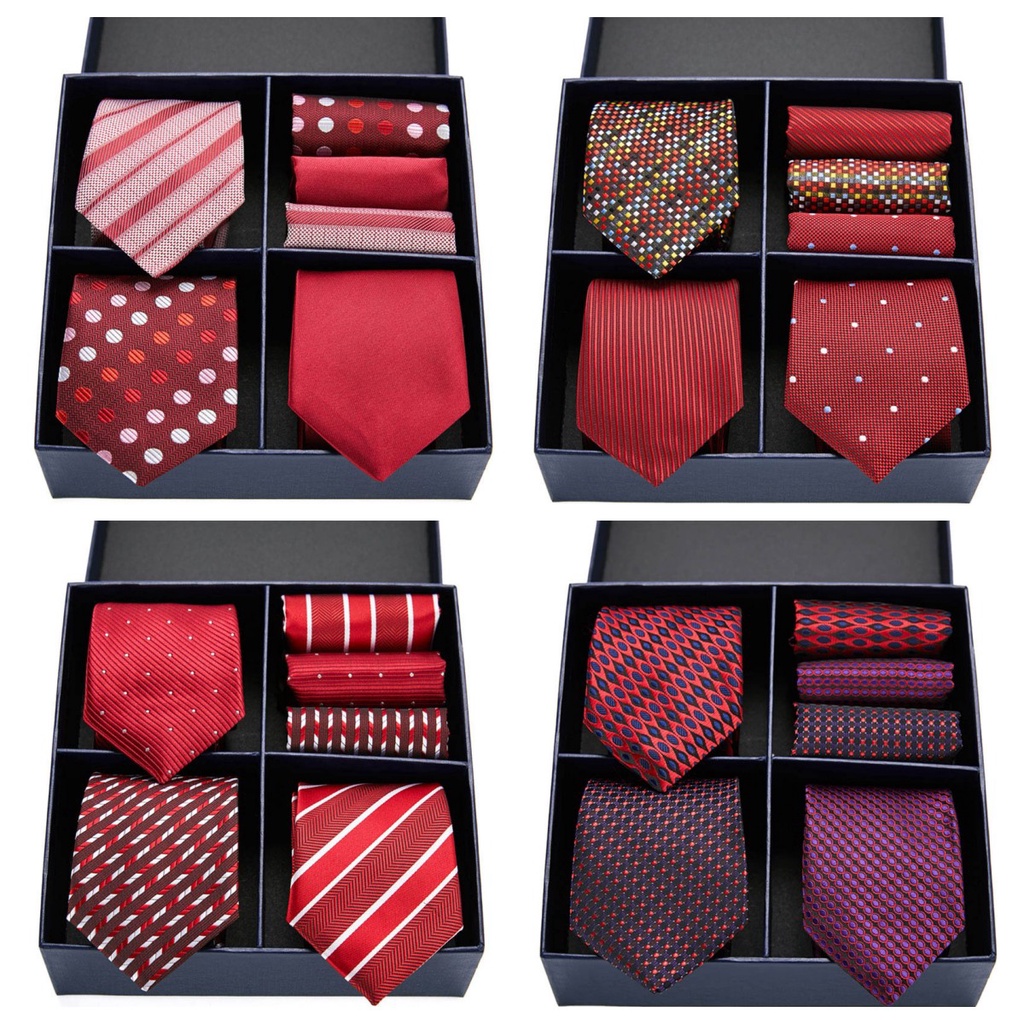Cà Vạt + Khăn Tay + Hộp Quà Thời Trang Công Sở Lịch Lãm Cho Nam