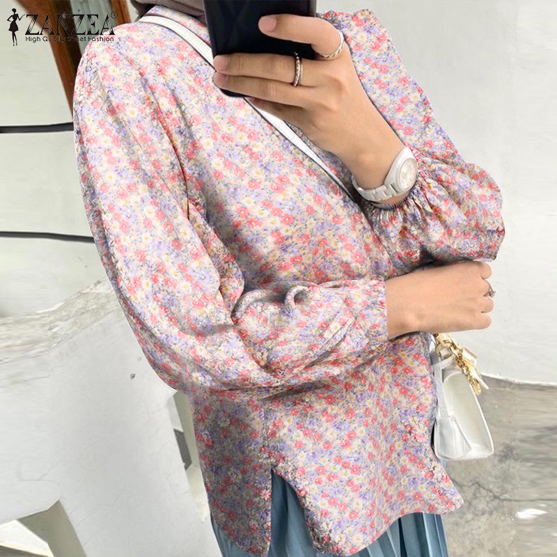 Zanzea Áo Kiểu Tay Phồng In Hoa Thời Trang Cho Phụ Nữ Hồi Giáo