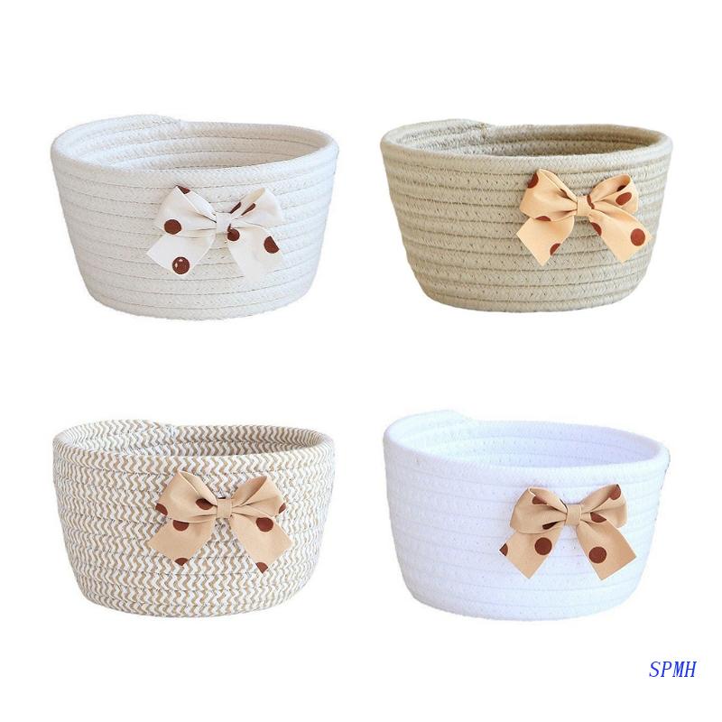 Giỏ Đựng Đồ Bằng Dây Cotton Bện Thủ Công Phong Cách Bắc Âu Sắp Xếp Gọn Gàng Cho Nhà Tắm