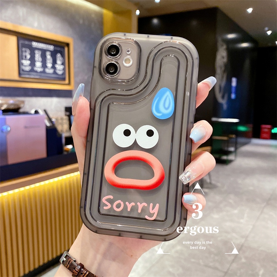 Ốp Điện Thoại TPU Mềm Họa Tiết Mặt Cười Vui Nhộn Bảo Vệ Ống Kính Cho iPhone 14 13 12 11 Pro Max 7 8 Plus SE2020 X XR Xs Max