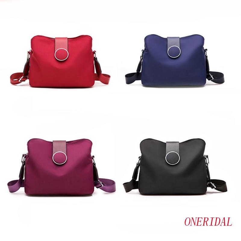 Túi Đeo Chéo Bằng Vải Oxford Chống Nước Sức Chứa Lớn Màu Trơn Có Dây Điều Chỉnh Dành Cho Nữ