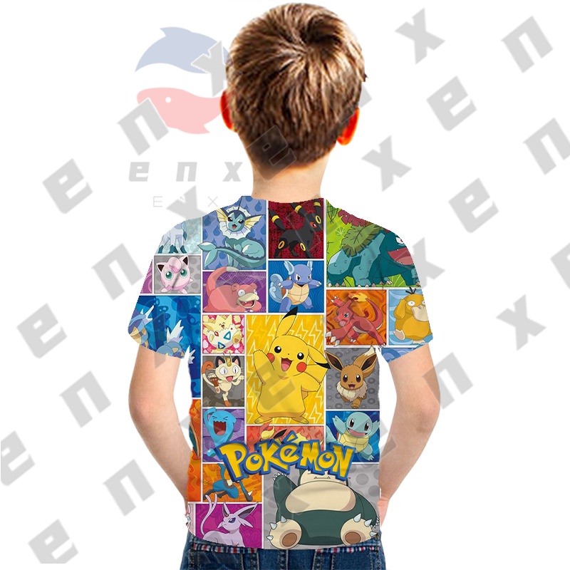 Áo Thun Tay Ngắn In Hình Pikachu 3D Dễ Thương Thời Trang Mùa Hè Cho Bé