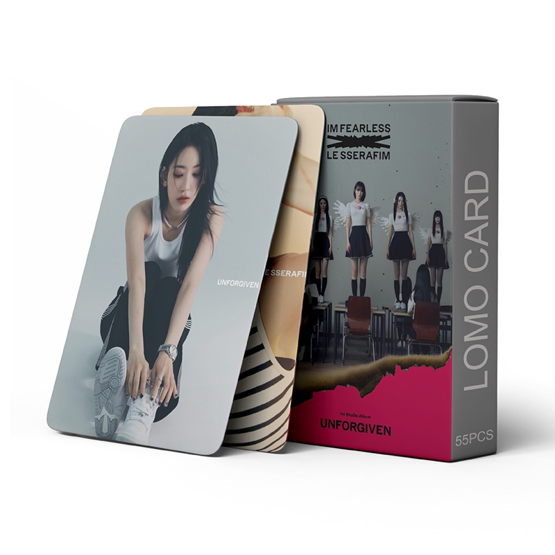LE SSERAFIM UNFORGIVE Hộp 55 Ảnh LOMO Card Chưa Được Tặng Kèm Hình Thẻ LOMO