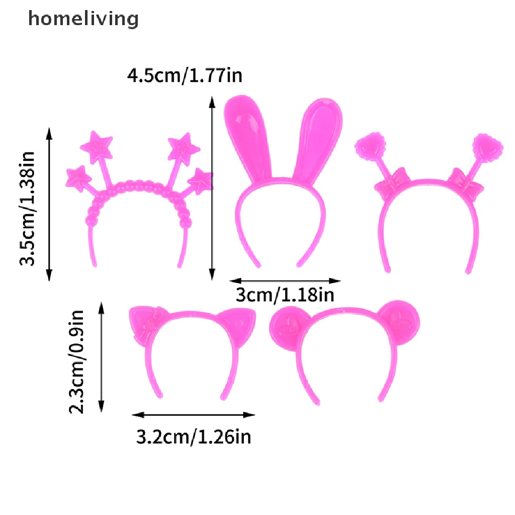 Set 5 Băng Đô Tai Thỏ / Mèo / Gấu 30cm Dễ Thương Dành Cho Búp Bê