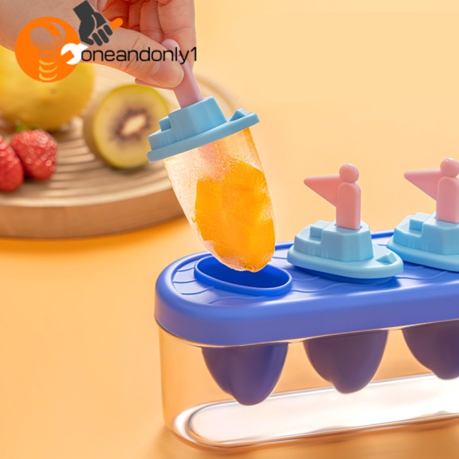 Bộ Khuôn Làm Kem Que Thủ Công Dễ Lắp Đặt Kèm 4 Que Kem Có Thể Tái Sử Dụng
