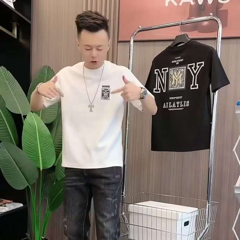Áo Thun Cotton Tay Ngắn Cổ Tròn In Họa Tiết Hoạt Hình Thời Trang Mùa Hè Cho Nam