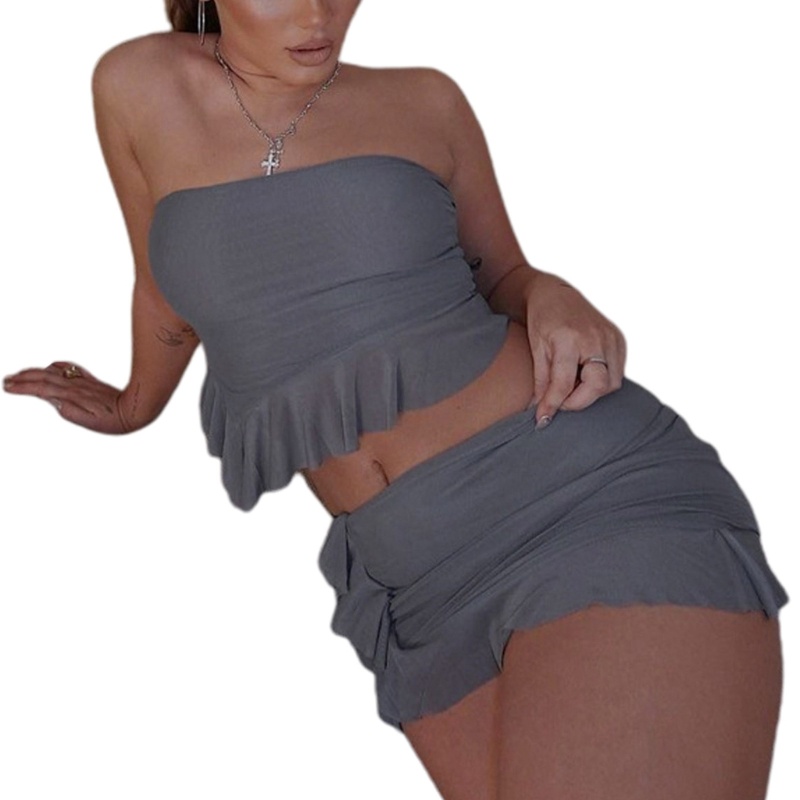 Áo Croptop Sát Nách Màu Trơn Phối Lưới Gợi Cảm Cho Nữ