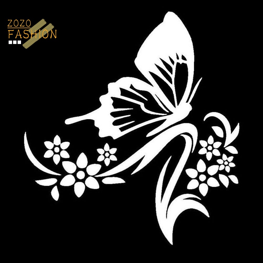 Miếng Dán Trang Trí Xe Hơi Họa Tiết Hoa Và Bướm Phản Quang Độc Đáo