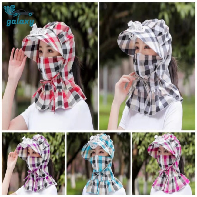 Galaxy Mũ Rộng Vành Chống Tia Uv Có Quạt Sạc Tiện Dụng Cho Nữ