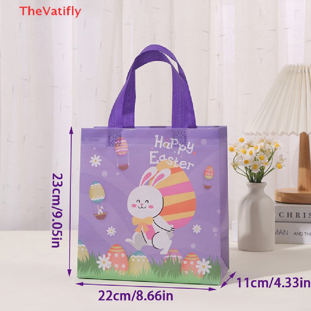 Bộ 3 Túi Đựng Bánh Kẹo Bằng Vải Không Dệt Hình Thỏ Phục Sinh