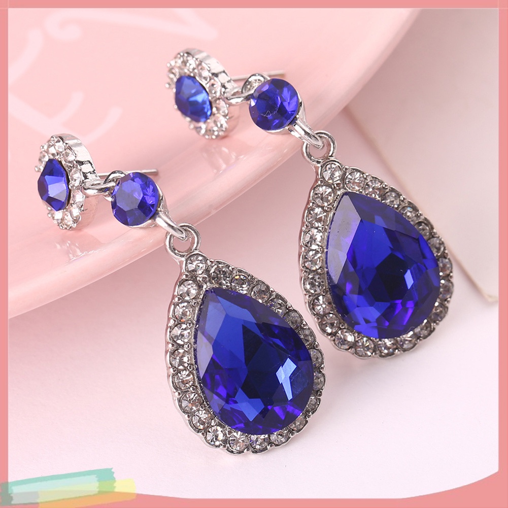 Đôi Khuyên Tai HìNh GiọT NướC ĐíNh Kim Cương Giả NhiềU MàU ThờI Trang Cho Nữ