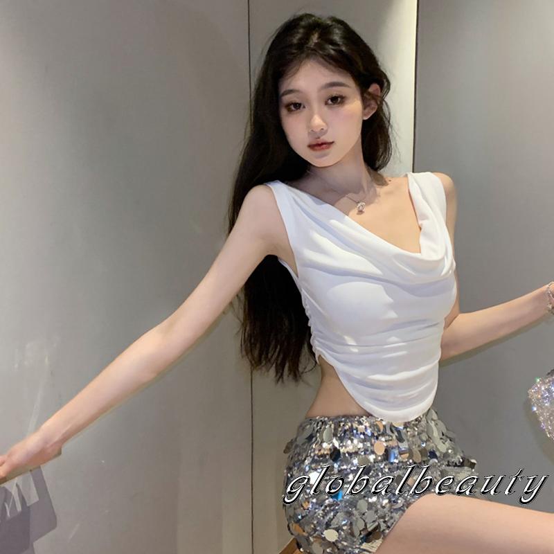 Áo Croptop Trễ Vai Màu Sắc Đơn Giản Cho Nữ