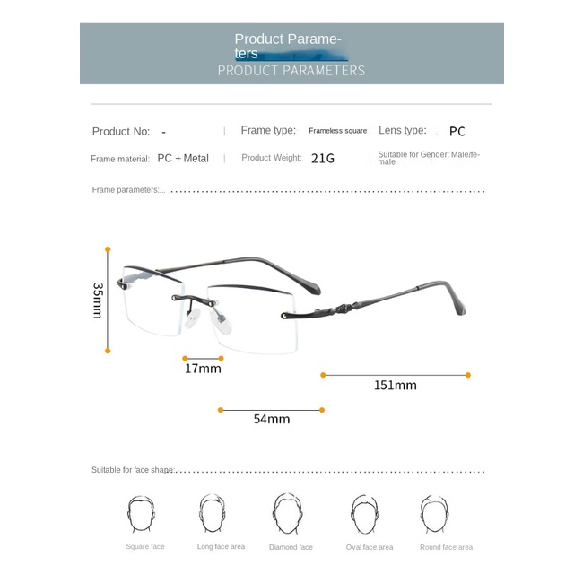 【-0°~-500°Kính Mát Gọng Vuông Chống Ánh Sáng Xanh Thời Trang Công Sở Cho Nam Và Nữ