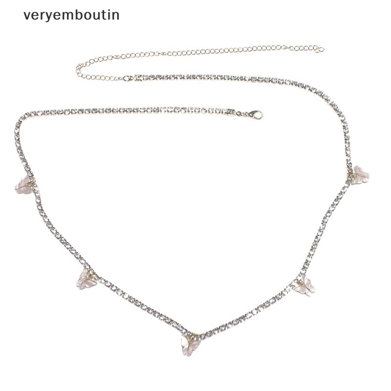 Dây Xích Đeo Hông Đính Đá Hình Bướm Cho Nữ