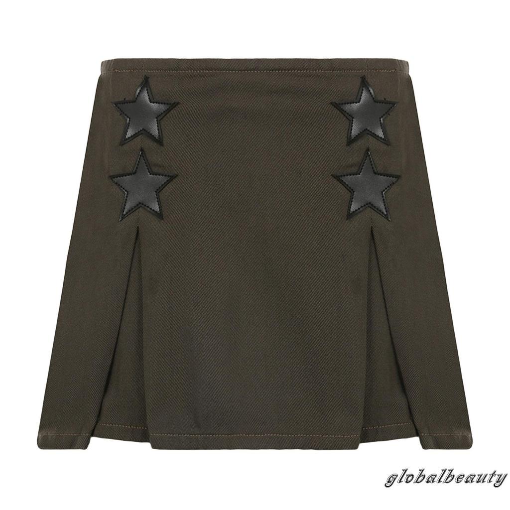Gb Chân váy jean Lưng Cao Xếp Ly Phối Họa Tiết Ngôi Sao Năm Cánh Thời Trang Mùa Hè Dành Cho Bạn Nữ