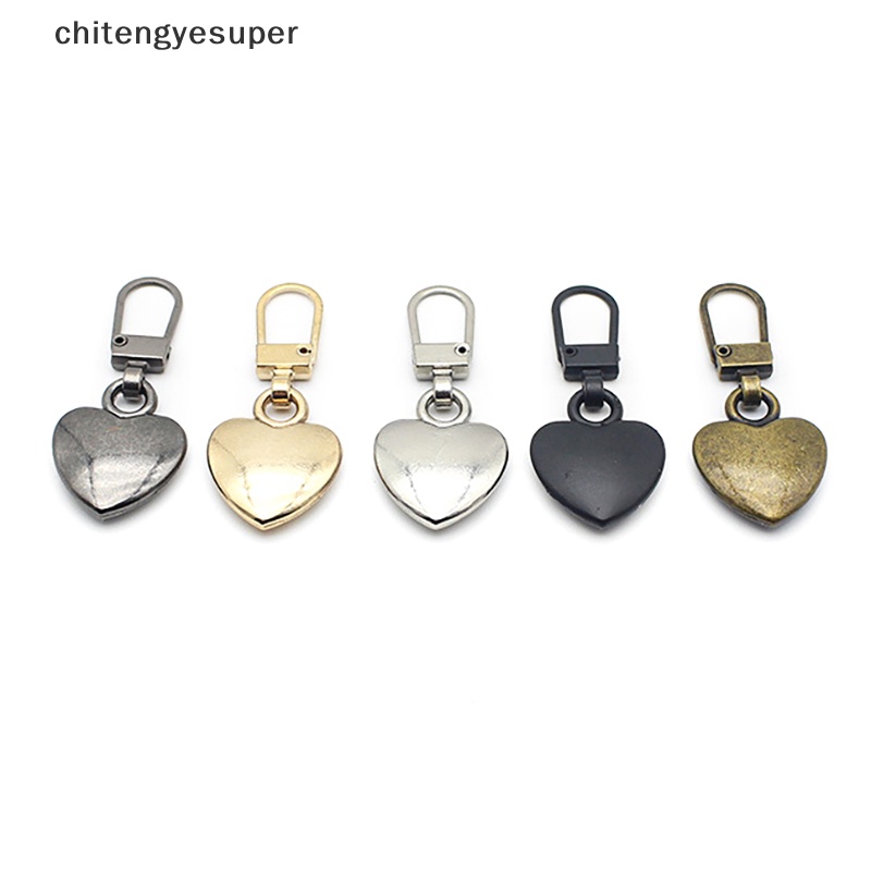 Set 5 Đầu Khóa Kéo Kim Loại Hình Trái Tim Thay Thế DIY
