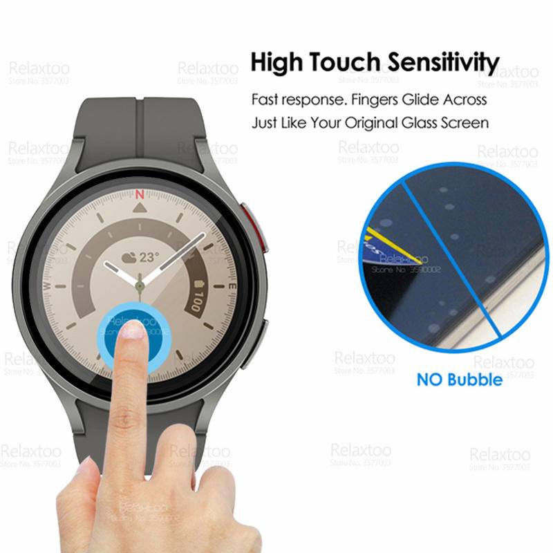 Kính Cường Lực Cong Bảo Vệ Toàn Màn Hình Cho Samsung Watch 4 5 3 Pro 40mm 41mm 44mm 45mm 2 40mm 44mm