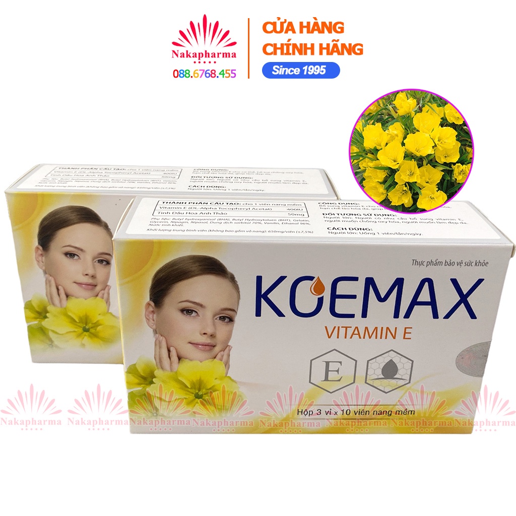 Viên uống đẹp da Koemax Vitamin E - Giúp bổ sung vitamin E, chống oxy hóa, ngừa lão hóa da