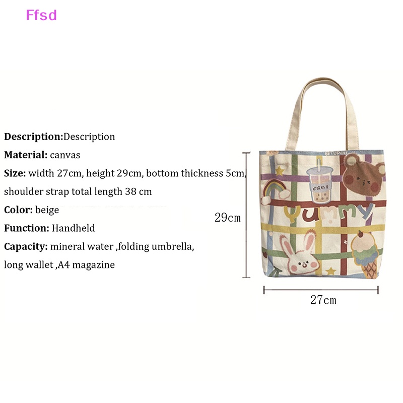 {Ffsd} Túi Xách Tote Canvas Cỡ Nhỏ Thiết Kế Hoạt Hình Dễ Thương Phong Cách Nhật Bản Thường Ngày Cho Nữ * Hàng Bán Chạy