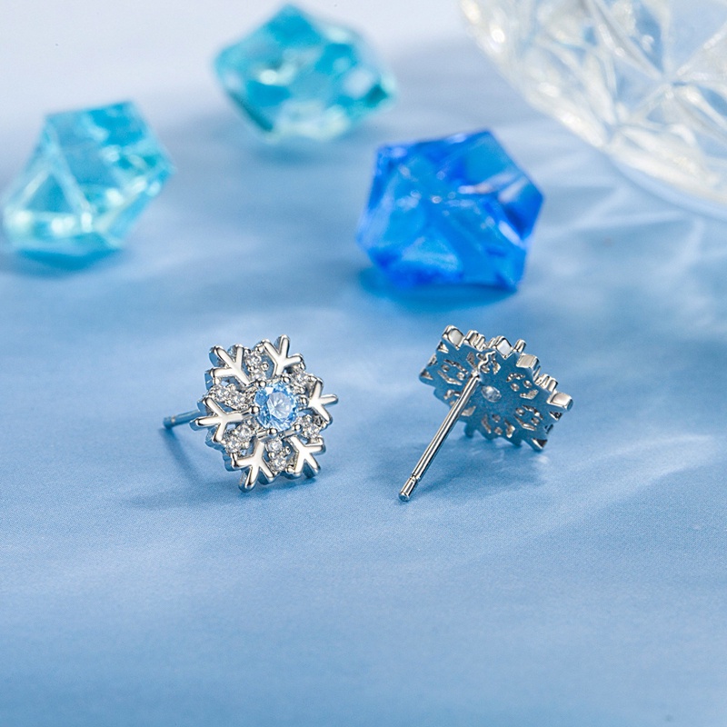 Bông Tai Hình Hoa Tuyết Đính Đá Zircon Lấp Lánh Sang Trọng Cho Nữ