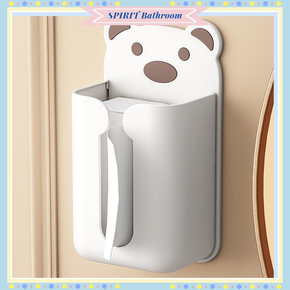 SPIRIT Bathroom Hộp đựng khăn giấy treo tường nhựa họa tiết gấu dễ thương miễn phí cho phòng tắm gia đình