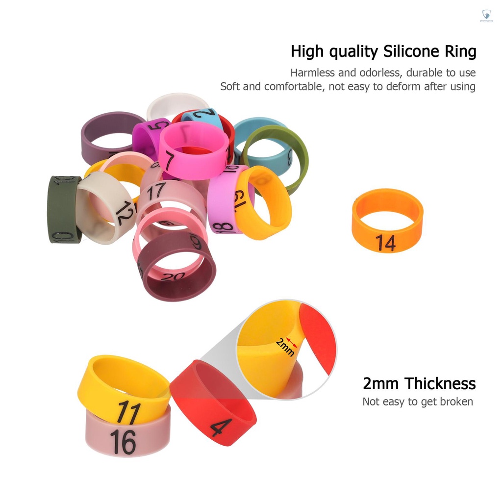 Set 20 Vòng Silicon Mềm Nhiều Màu 1 Đến 20 Dành Cho Micro