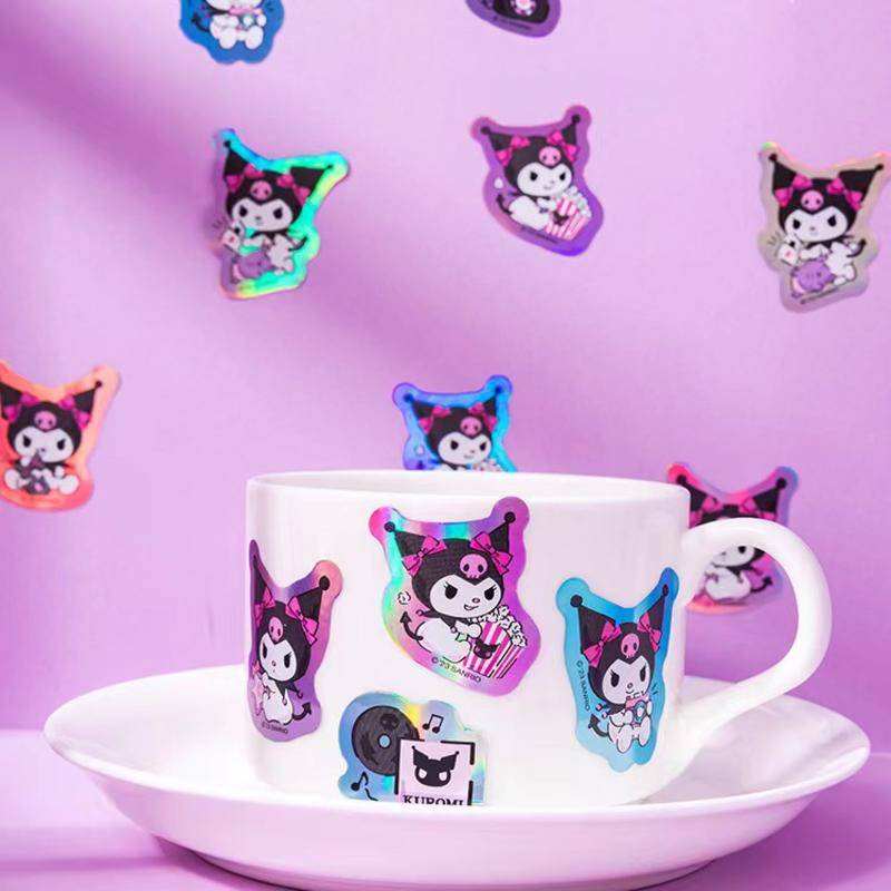 Set 30 Nhãn Dán Hoạt Hình Sanrio Kuromi Cinnamoroll Màu Laser Trang Trí Máy Tính / Vali / Máy Tính Bảng / Quà Tặng Trẻ Em