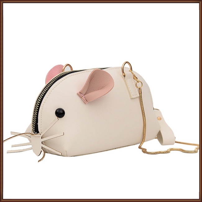 Túi Da PU Đeo Chéo Hình Động Vật Phối Dây Xích Thời Trang Cho Nữ